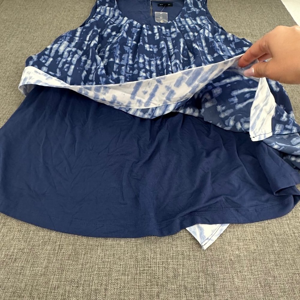 H By Halston Sleeveless Blouse Blue Layered Tie Dye 22W Brand New Polyester Rayo - Picture 5 of 11